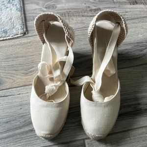 Soludos Tall Wedge Linen/Blush